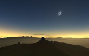 Eclipse solaire Chili vue d'artiste