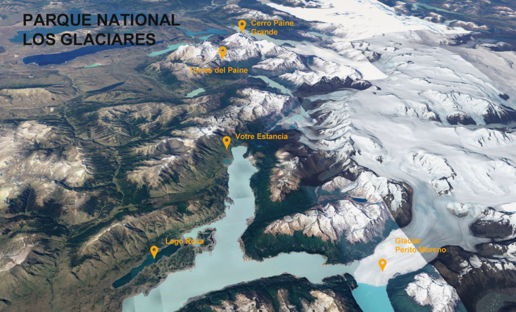 Carte Parc National Los Glaciares