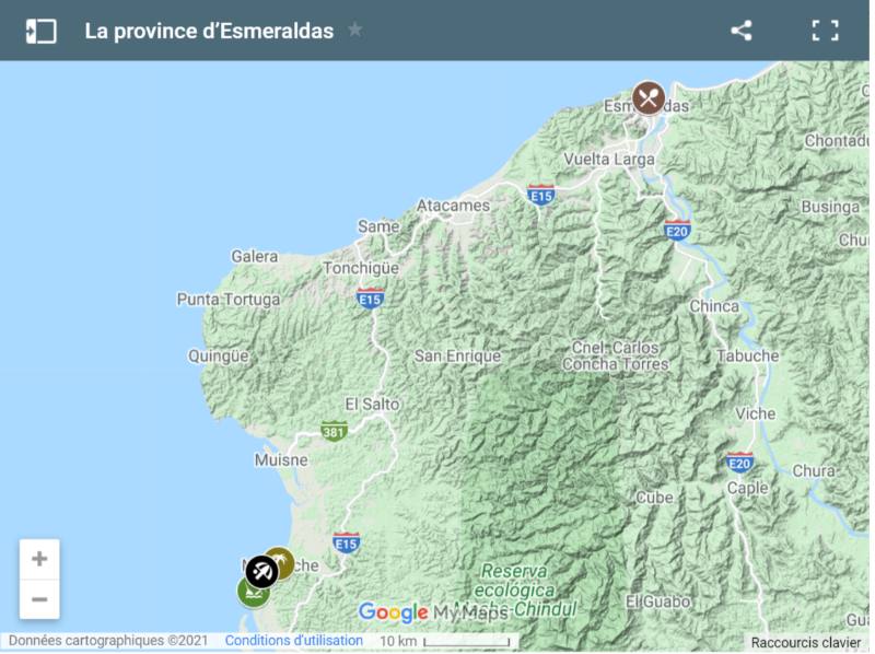 Carte de la province d'Esmeraldas