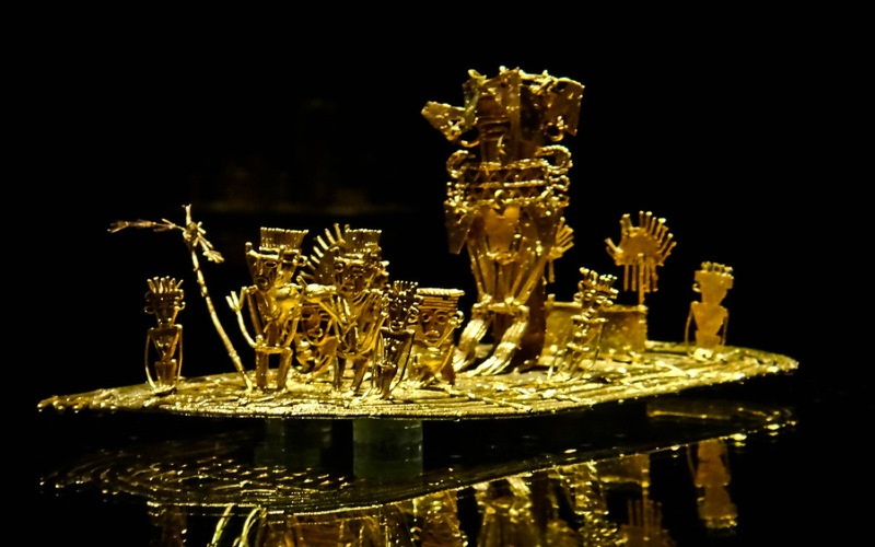 Objets d'or exposés au Musée de l'Or de Bogotá, Colombie