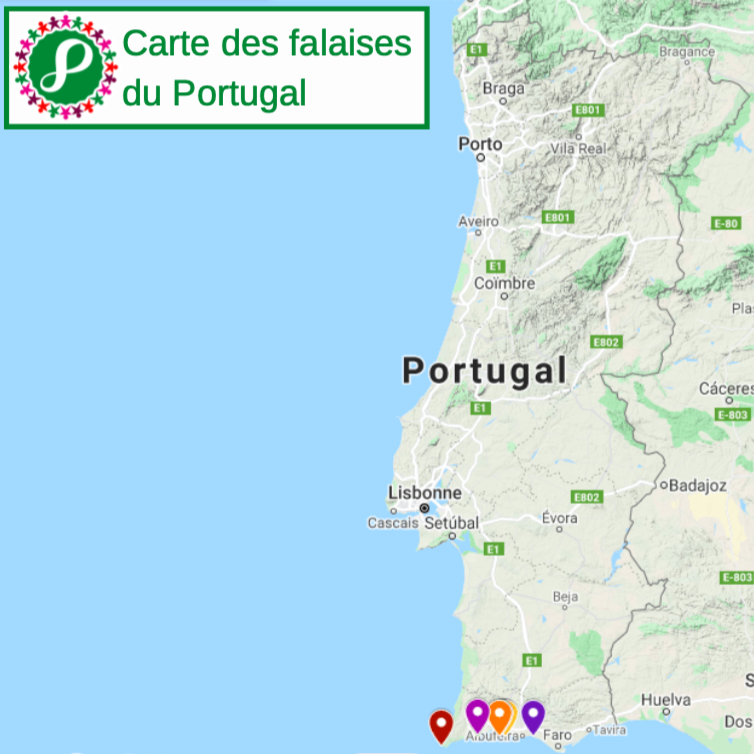 Carte des falaises du Portugal 